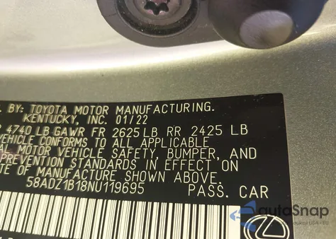 2022 Lexus Es 350 from USA, damaged, VIN 58ADZ1B18NU119695